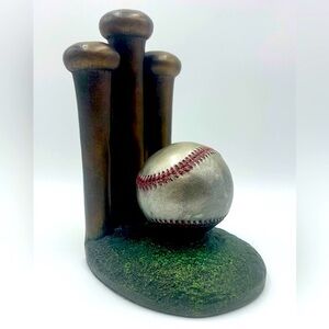1997 Austin Sculpture:”Cutcone” Vintage Baseball & Bat Ceramic Sculpture Bookend